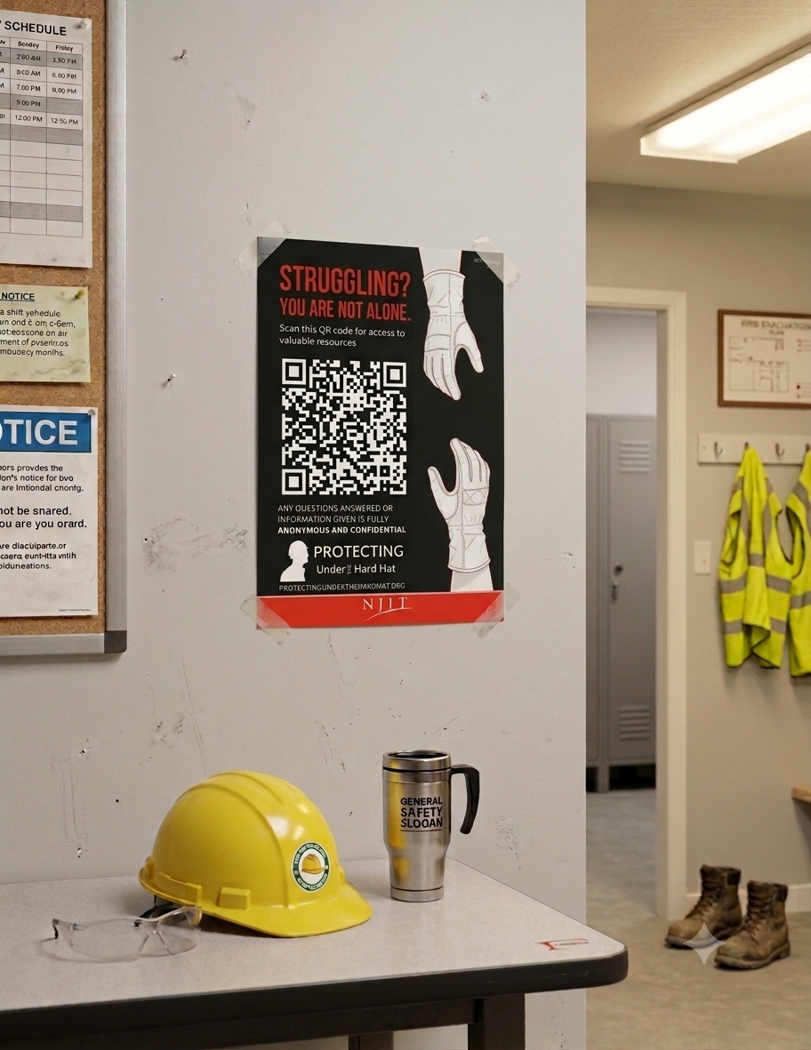 Paper poster displayed on a break room wall