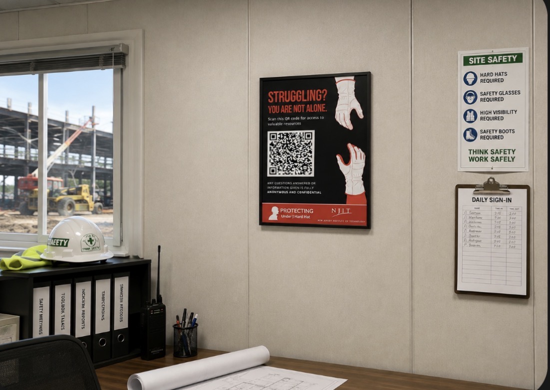 Poster displayed in a jobsite trailer office